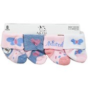 Wholesale - 8pk INFANT GIRLS MULTI TURNCUFF TERRY SOCKS ASST SIZE C/P 60, UPC: 194382054789